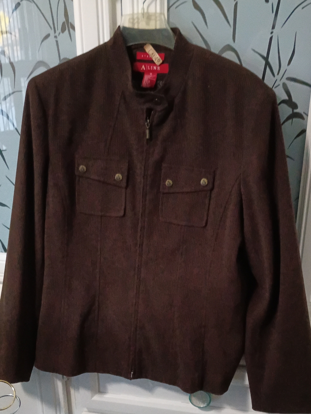 Alfani Brown Zip-Front Shirt Jacket